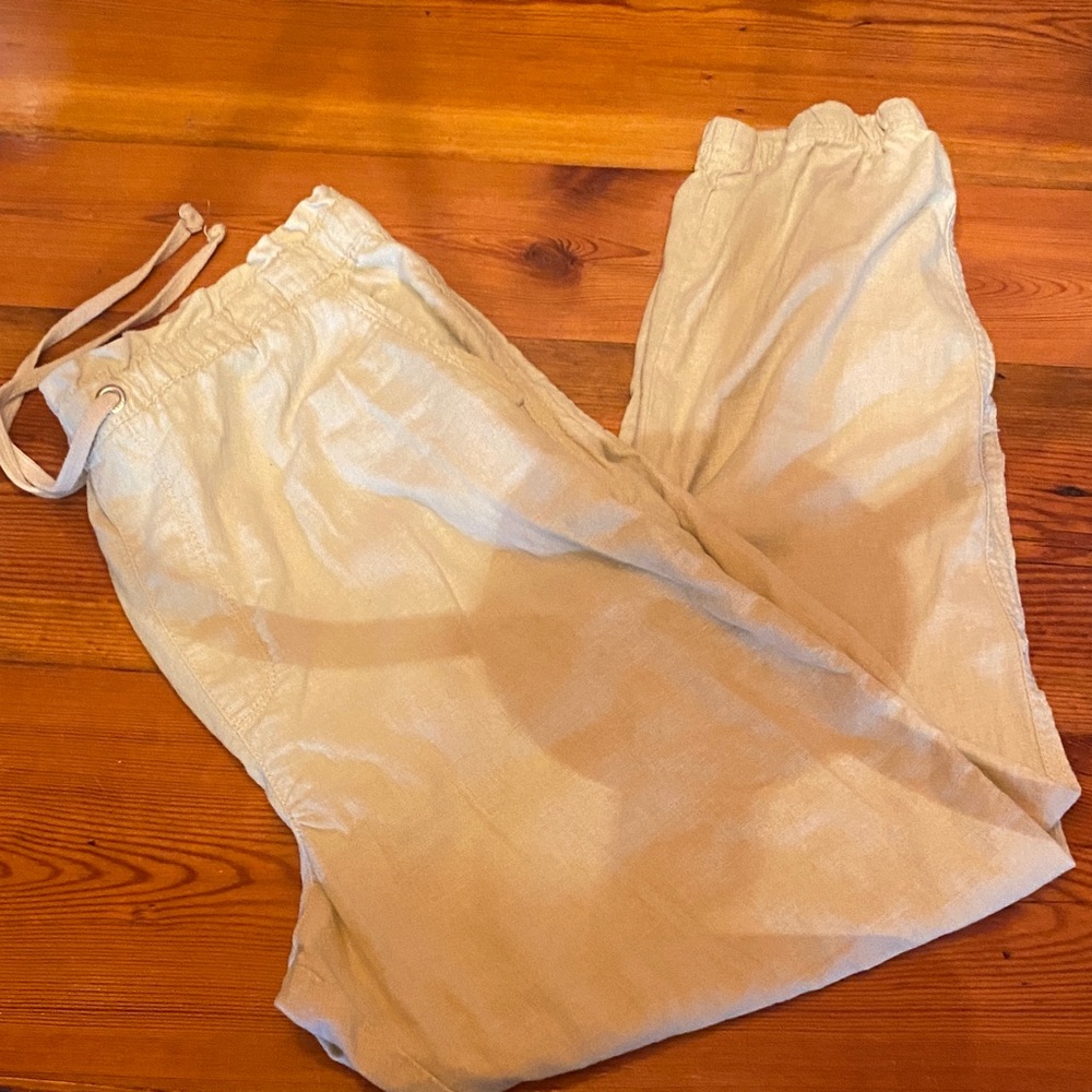 Women's Lightweight Drawstring Linen Pants — Cream